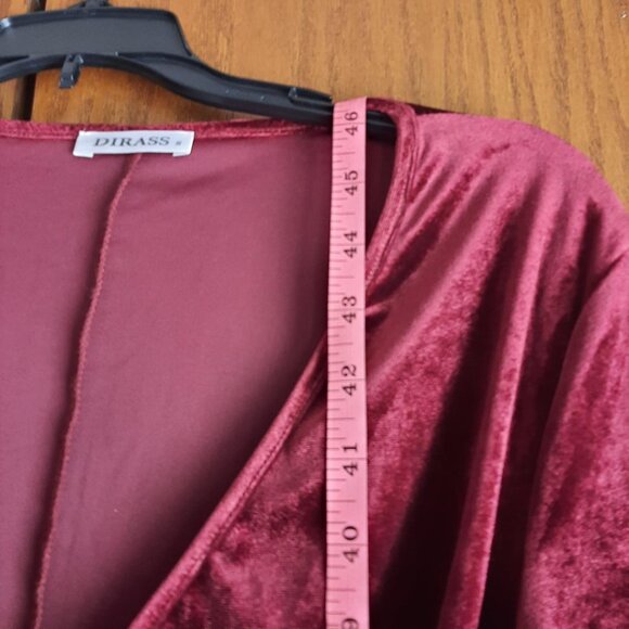 NEW! Dirass Hide Tummy Ruched Bodycon Dress Cocktail Burgundy Velvet Bodycon SzS - Picture 3 of 8